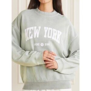 Anine Bing Sage Green 'New York' Crewneck Sweatshirt